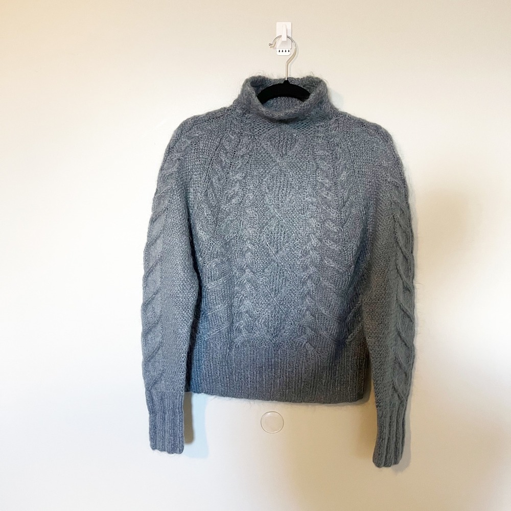 Worth Cable Knit mock neck Sweater Women Size 8/M‎ Mohair Blend